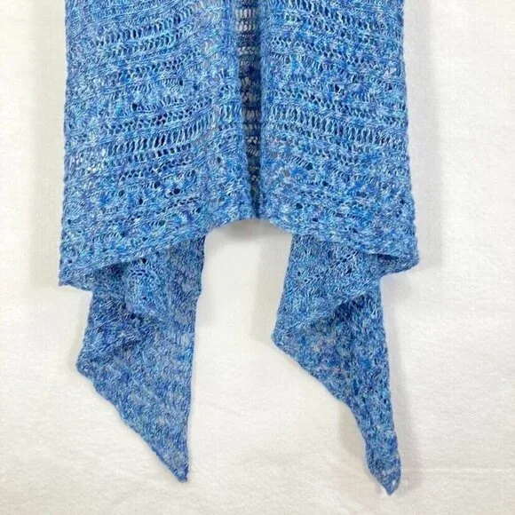 Nic + Zoe Open Knit Linen Blend 3/4 Sleeve Open Front Waterfall Cardigan L - Picture 3 of 8